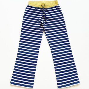 Mini Boden Girls Towelling Pants Wide Leg Sweatpants Navy White Stripe Nautical